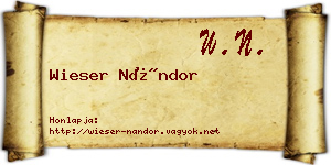 Wieser Nándor névjegykártya
